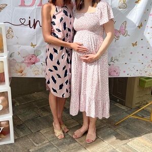 Pink floral maternity dress